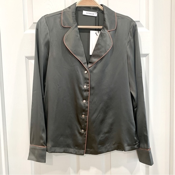 SENREVE Luna 100% Silk Shirt in Olive - Picture 1 of 6